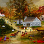 Autumn Harvest - apples. pumpkins, sheep, cows,