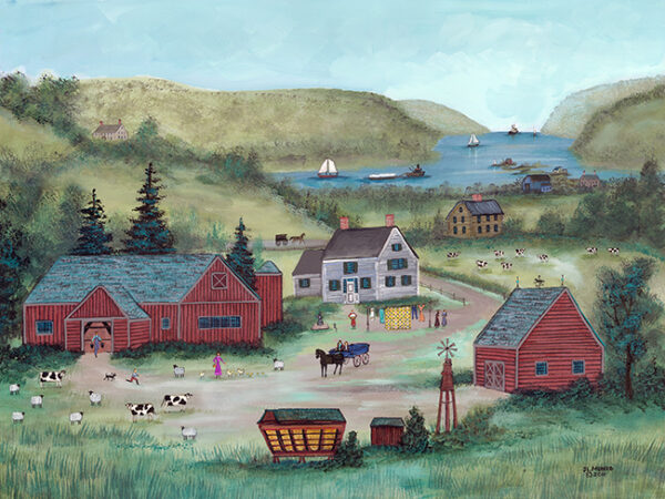 Farm on Hudson - cows, sheep, - Contemporary artist J.L. Munro