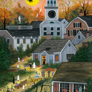 Halloween on Orange Street, Nantucket - Contemporary artist J.L. Munro