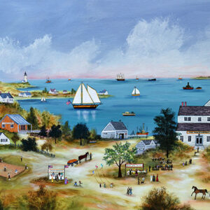 Summer on Cape Cod, ships, baseball, harbor, whale - Contemporary artist J.L. Munro