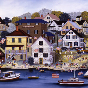 Fourth of July, Summer, flags,boats, celebration - Contemporary artist J.L. Munro