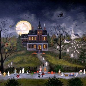 Trick or Treat, holloween, full moon, cemetary, ghosts - Contemporary artist J.L. Munro