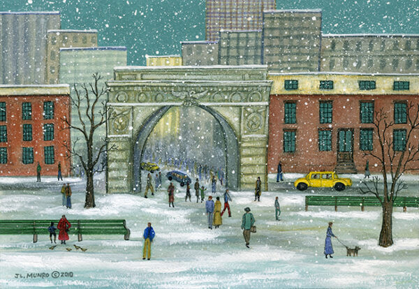 Washington Square in Winter - Contemporary artist J.L. Munro