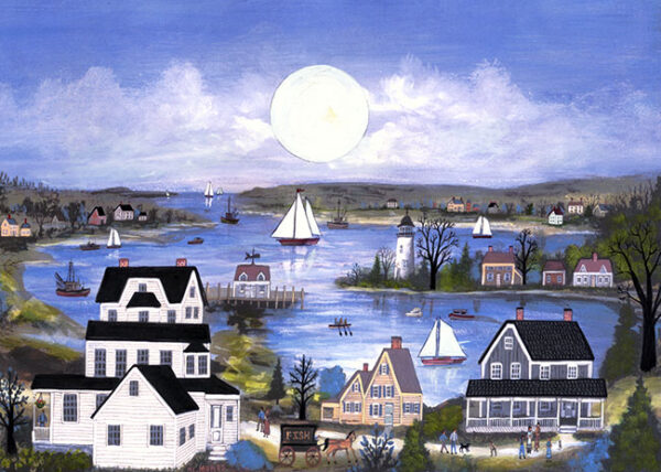 Full Moon on Buzzard's Bay - Contemporary artist J.L. Munro