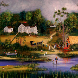 Camping on the lake - Contemporary artist J.L. Munro