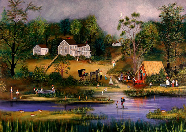 Camping on the lake - Contemporary artist J.L. Munro