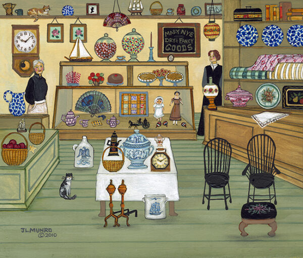 Mary Nye's Shop, Petticoat Row, Nantucket - Contemporary artist J.L. Munro