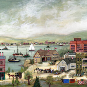 North Bay Harbor, factories,boats,- Contemporary artist J.L. Munro