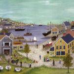 Oysters omn the Half Shell, harbor scene - Contemporary artist J.L. Munro