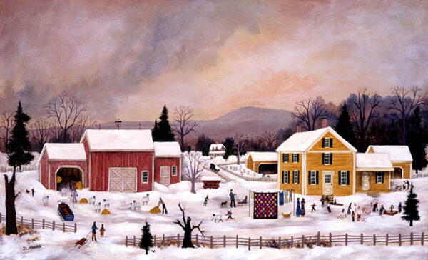 Sheep Farm in Winter - Contemporary artist J.L. Munro