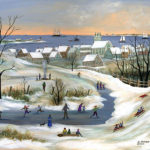 Skating on Lily Pond - Contemporary artist J.L. Munro