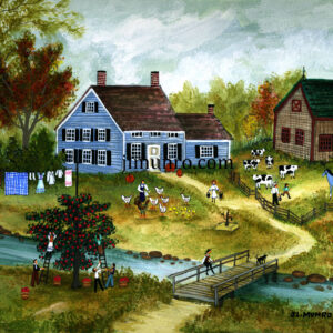Autumn in the Berkshires, cows, chickens, - Contemporary artist J.L. Munro