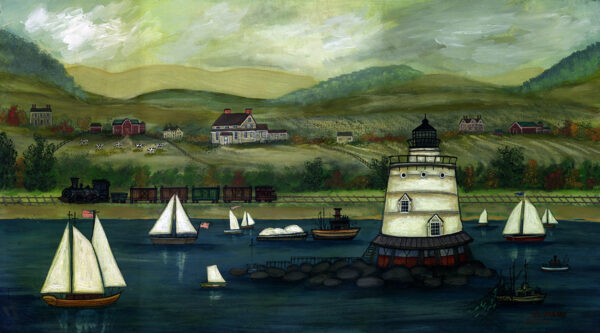 Sleepy Hollow Light House - Hudson River - Contemporary artist J.L. Munro