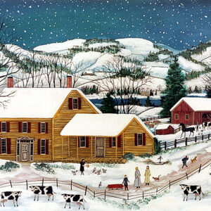 Winter on the Farm with cows,chickens,horses - Contemporary artist J.L. Munro