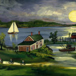 Full Moon over the Harbor - Contemporary artist J.L. Munro