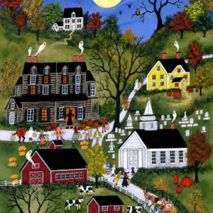Halloween Folk Art Print by J.L. Munro – Halloween in the Valley