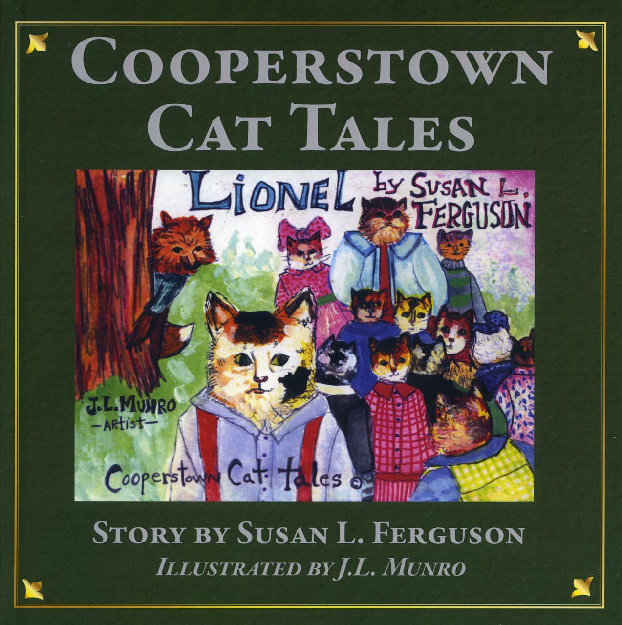 Original green-and-gold Cooperstown Cat Tales book cover